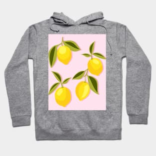 Lemon Pattern and Leaves on Baby Pink Hoodie